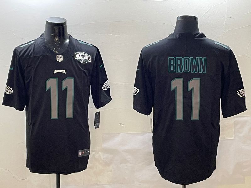 Men Philadelphia Eagles #11 Brown Black 2025 Nike Vapor Limited NFL Jersey style 2268